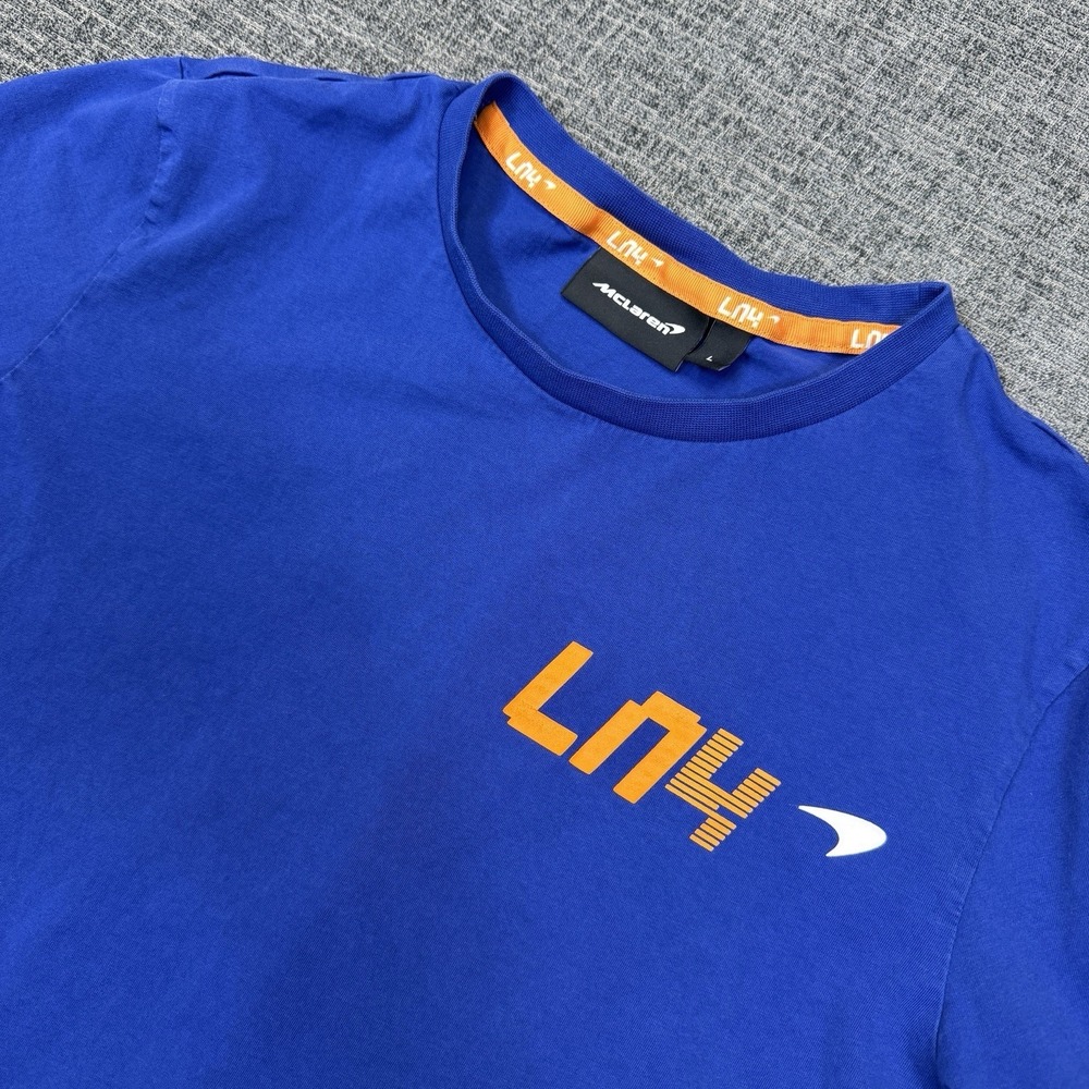 McLaren Lando 4 Racing T-Shirt Men's Large Blue Orange Formula 1